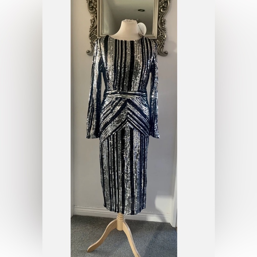 BOOHOO OCCASION EVENING GAYSBY  SEQUIN EMBELLISHED MIDI DRESS BODYCON